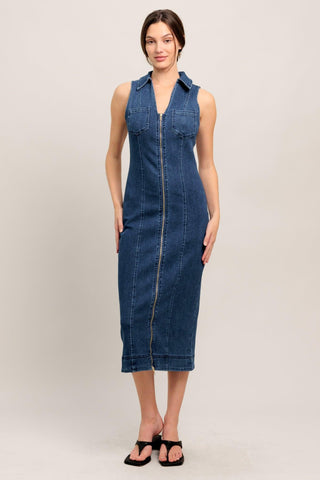 EVERYDAY EDGE DENIM MIDI DRESS - Glamourous Grace
