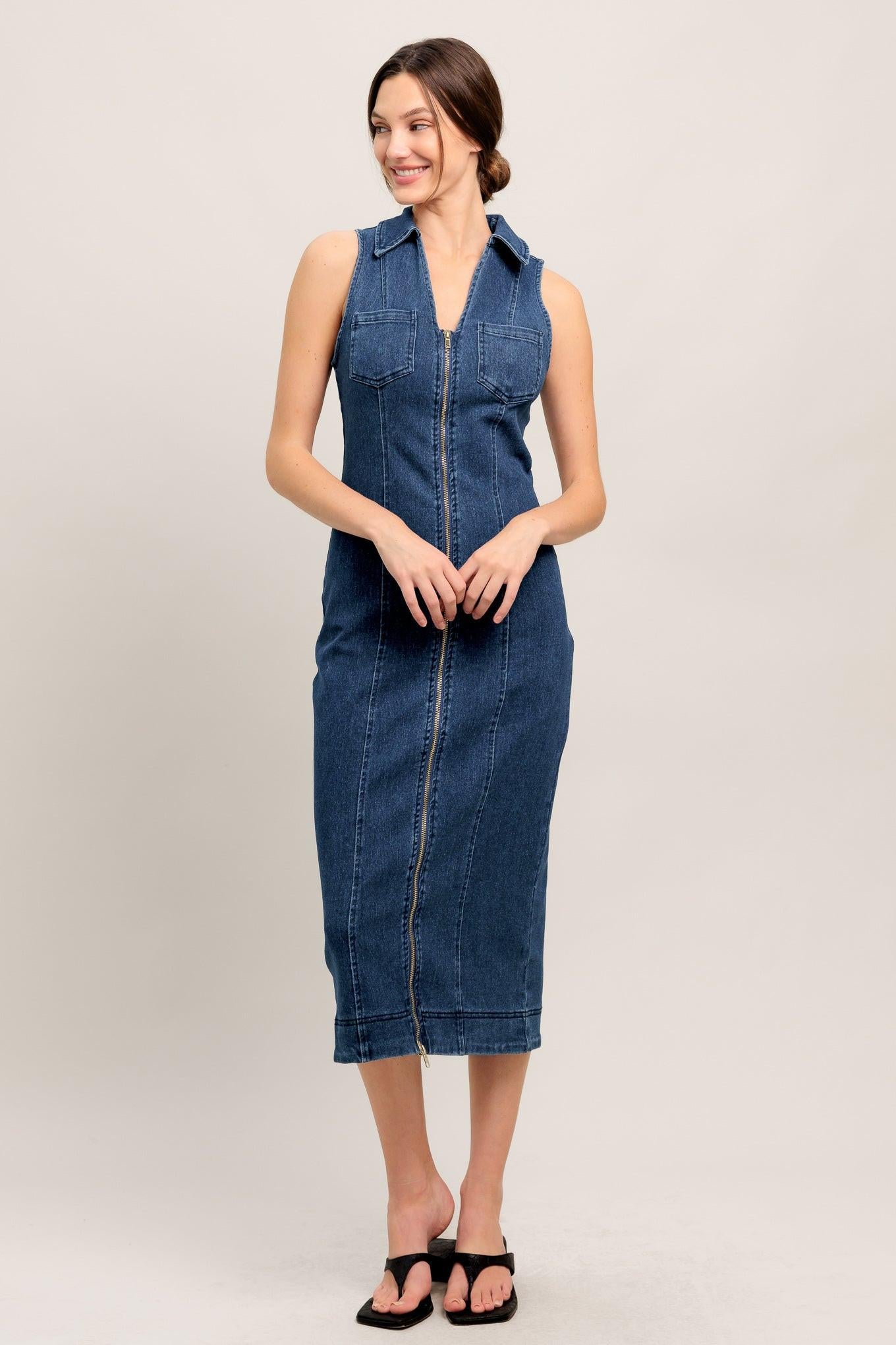 EVERYDAY EDGE DENIM MIDI DRESS - Glamourous Grace