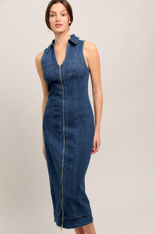 EVERYDAY EDGE DENIM MIDI DRESS - Glamourous Grace