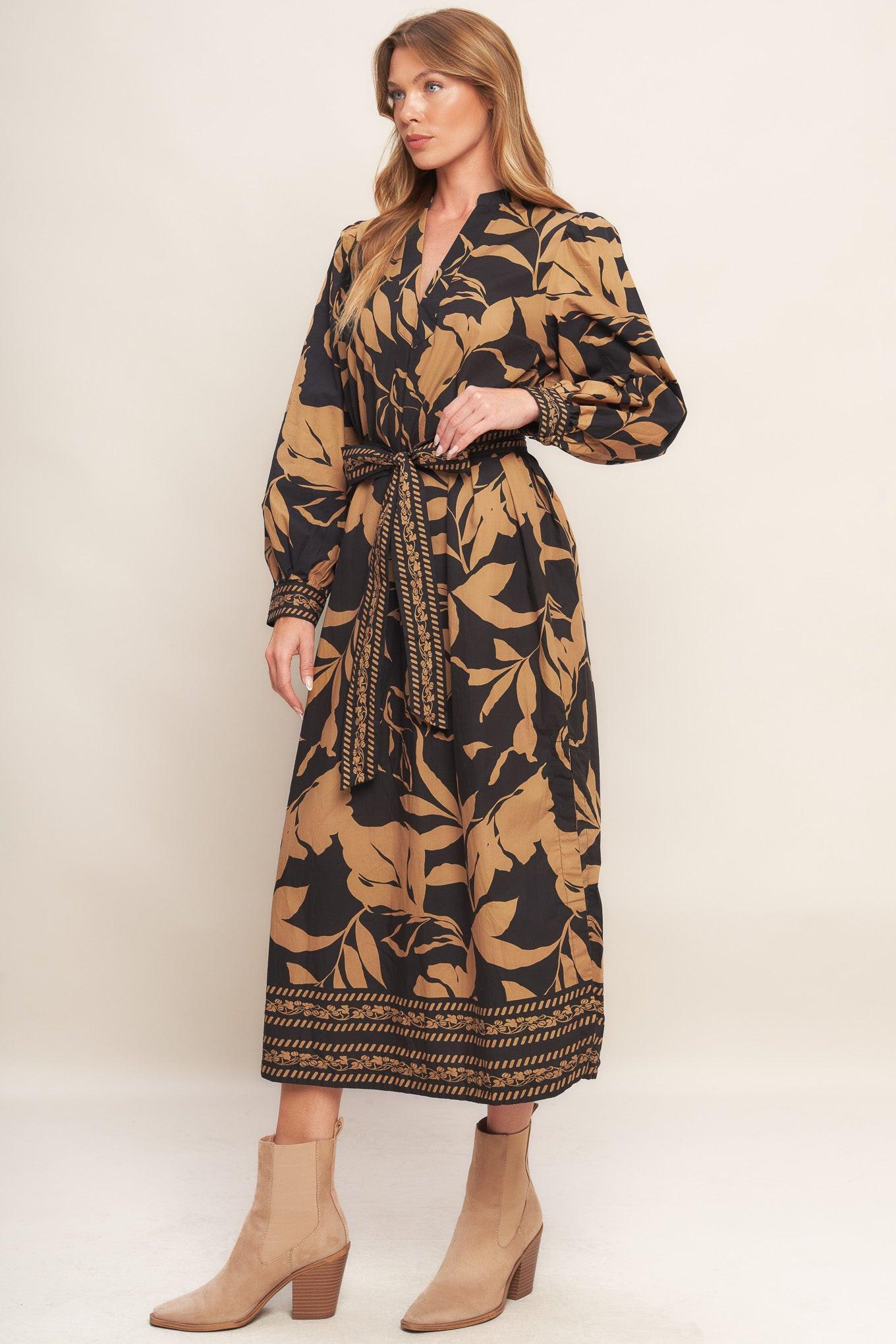 AUTUMN LEAF WOVEN MIDI DRESS - Glamourous Grace