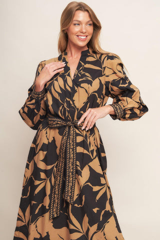AUTUMN LEAF WOVEN MIDI DRESS - Glamourous Grace