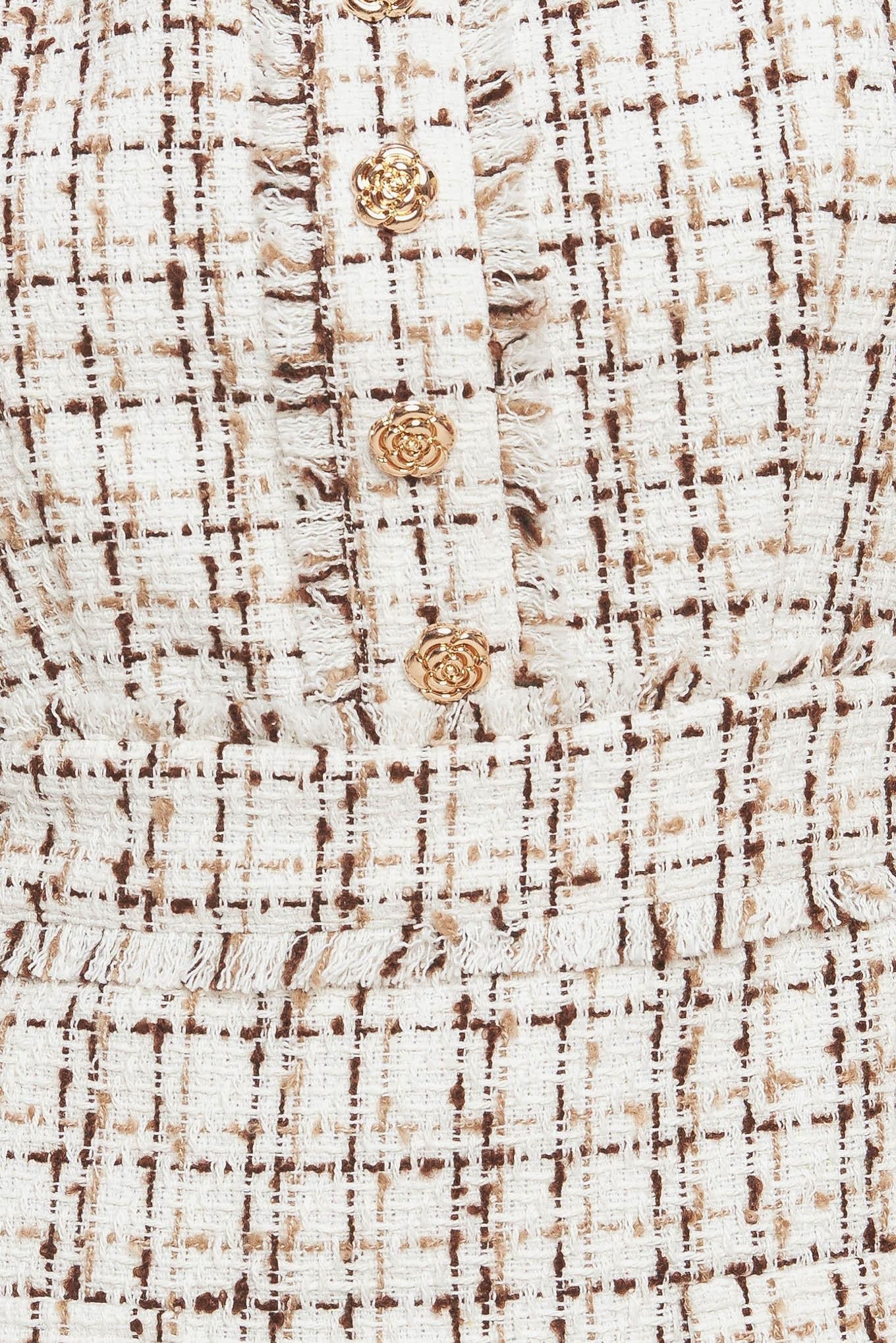 GOLDEN GRID LUXE TWEED MINI DRESS - Glamourous Grace