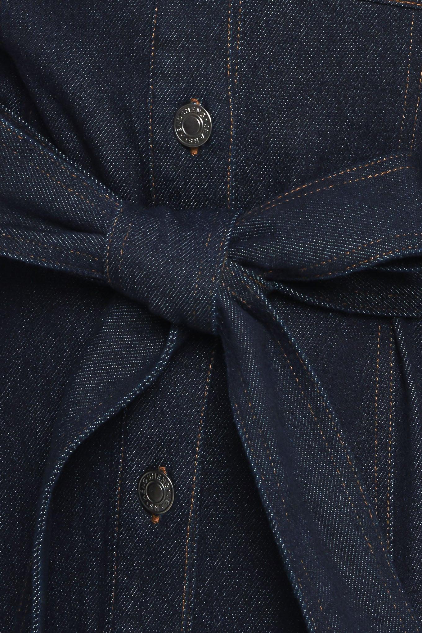 HOLIDAY DARK INDIGO DENIM MINI DRESS - Glamourous Grace