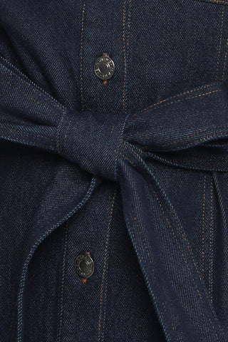 HOLIDAY DARK INDIGO DENIM MINI DRESS - Glamourous Grace