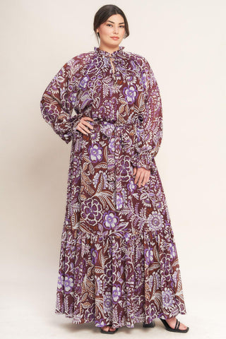 VIOLET BLOSSOM SPIRIT WOVEN MAXI DRESS - Glamourous Grace