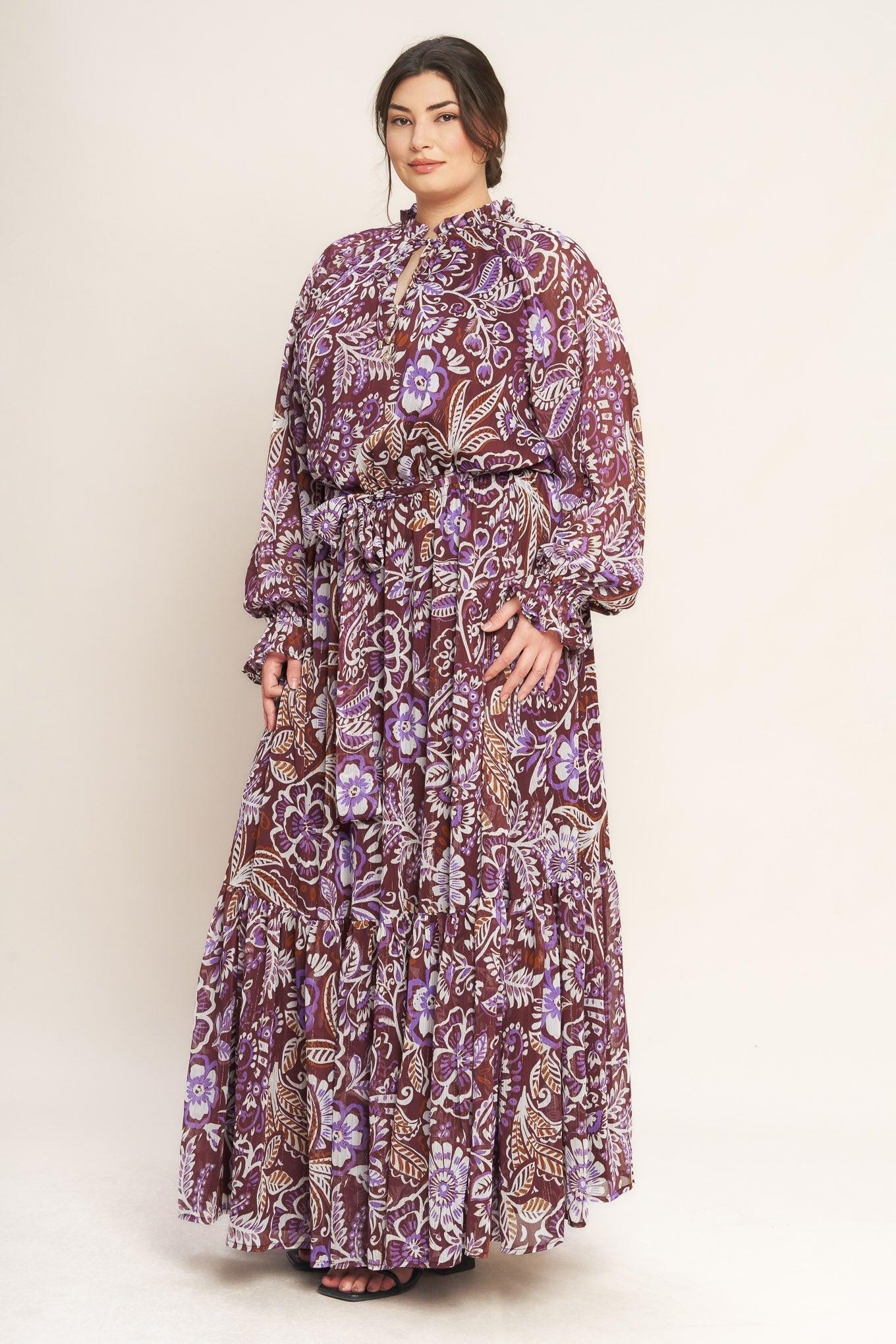 VIOLET BLOSSOM SPIRIT WOVEN MAXI DRESS - Glamourous Grace