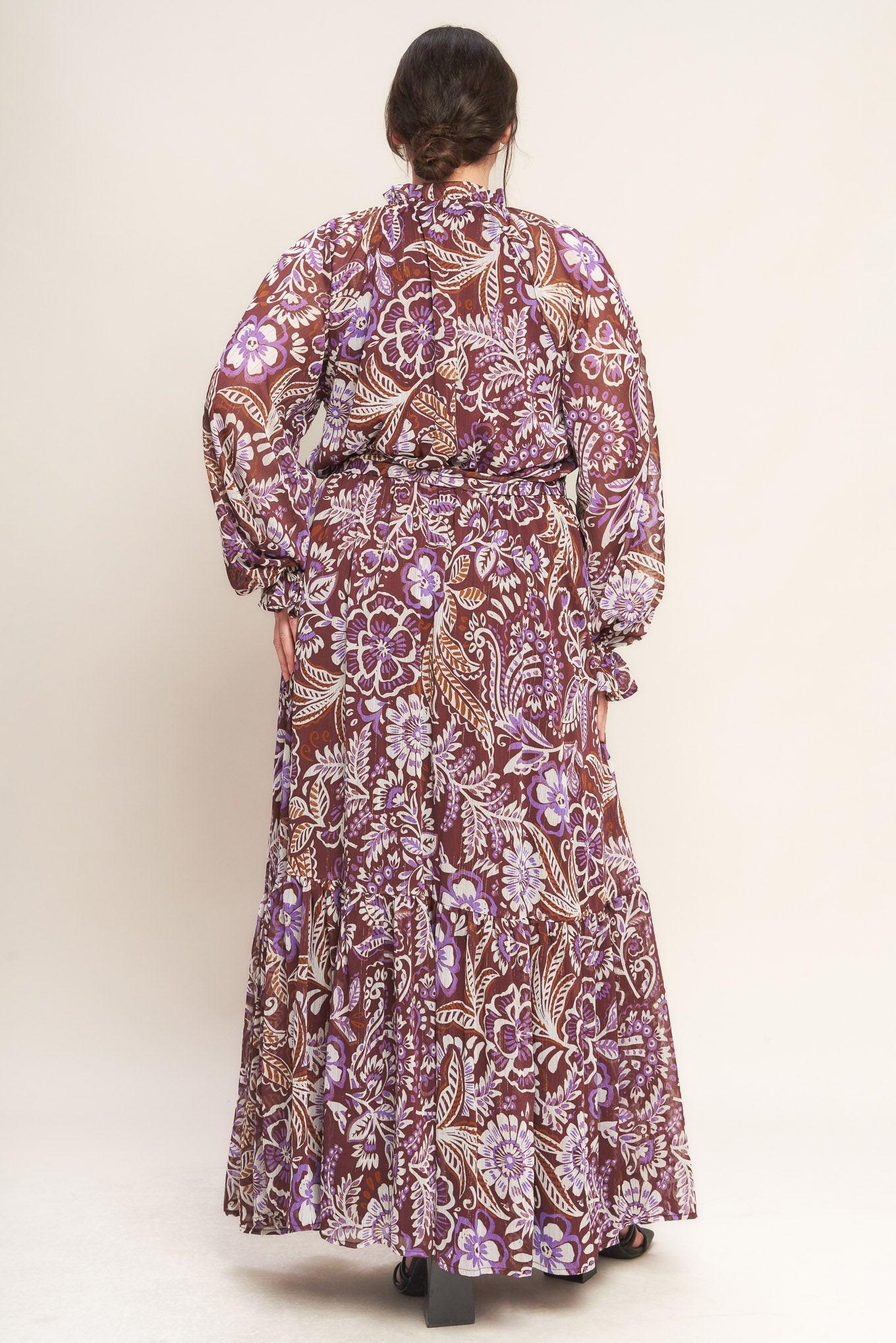 VIOLET BLOSSOM SPIRIT WOVEN MAXI DRESS - Glamourous Grace