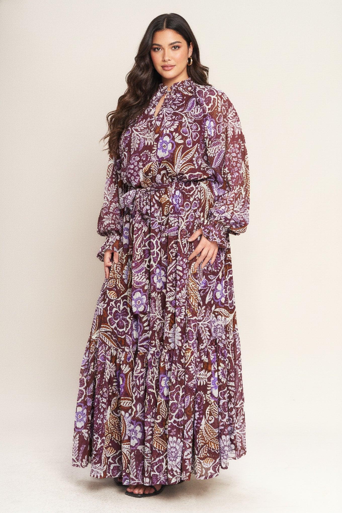 VIOLET BLOSSOM SPIRIT WOVEN MAXI DRESS - Glamourous Grace