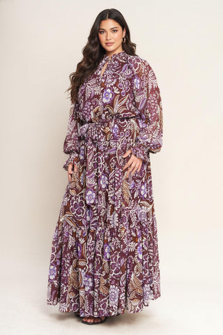 VIOLET BLOSSOM SPIRIT WOVEN MAXI DRESS - Glamourous Grace