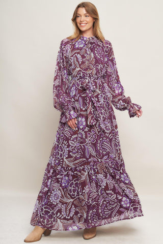 VIOLET BLOSSOM SPIRIT WOVEN MAXI DRESS - Glamourous Grace