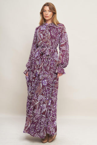 VIOLET BLOSSOM SPIRIT WOVEN MAXI DRESS - Glamourous Grace