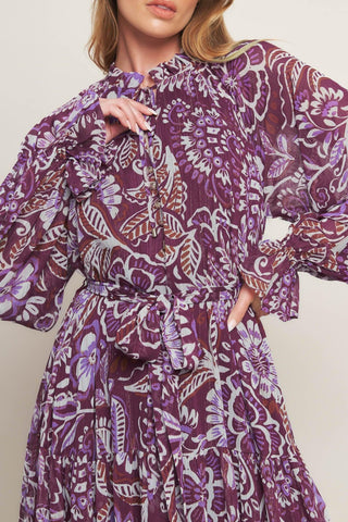 VIOLET BLOSSOM SPIRIT WOVEN MAXI DRESS - Glamourous Grace