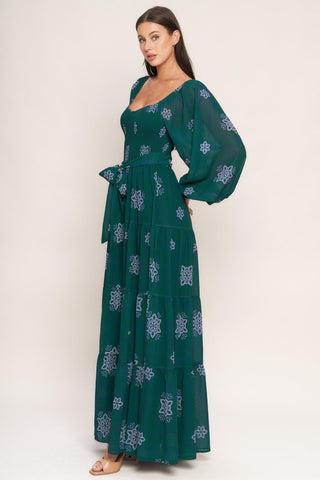 AZURE BOTANIQUE WOVEN MAXI DRESS - Glamourous Grace
