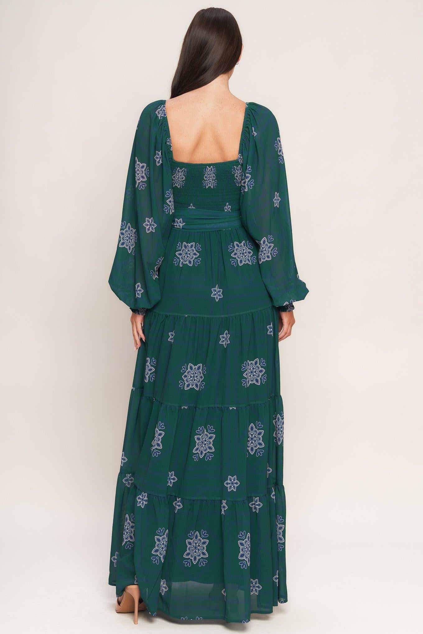 AZURE BOTANIQUE WOVEN MAXI DRESS - Glamourous Grace