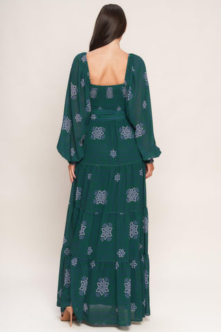 AZURE BOTANIQUE WOVEN MAXI DRESS - Glamourous Grace