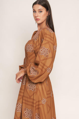 SOUTHWEST SQUARES WOVEN MIDI DRESS - Glamourous Grace