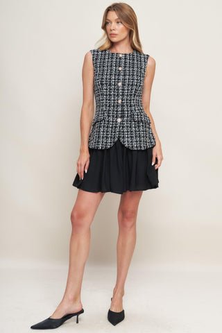 MODERN ICON TWEED WOVEN MINI DRESS - Glamourous Grace