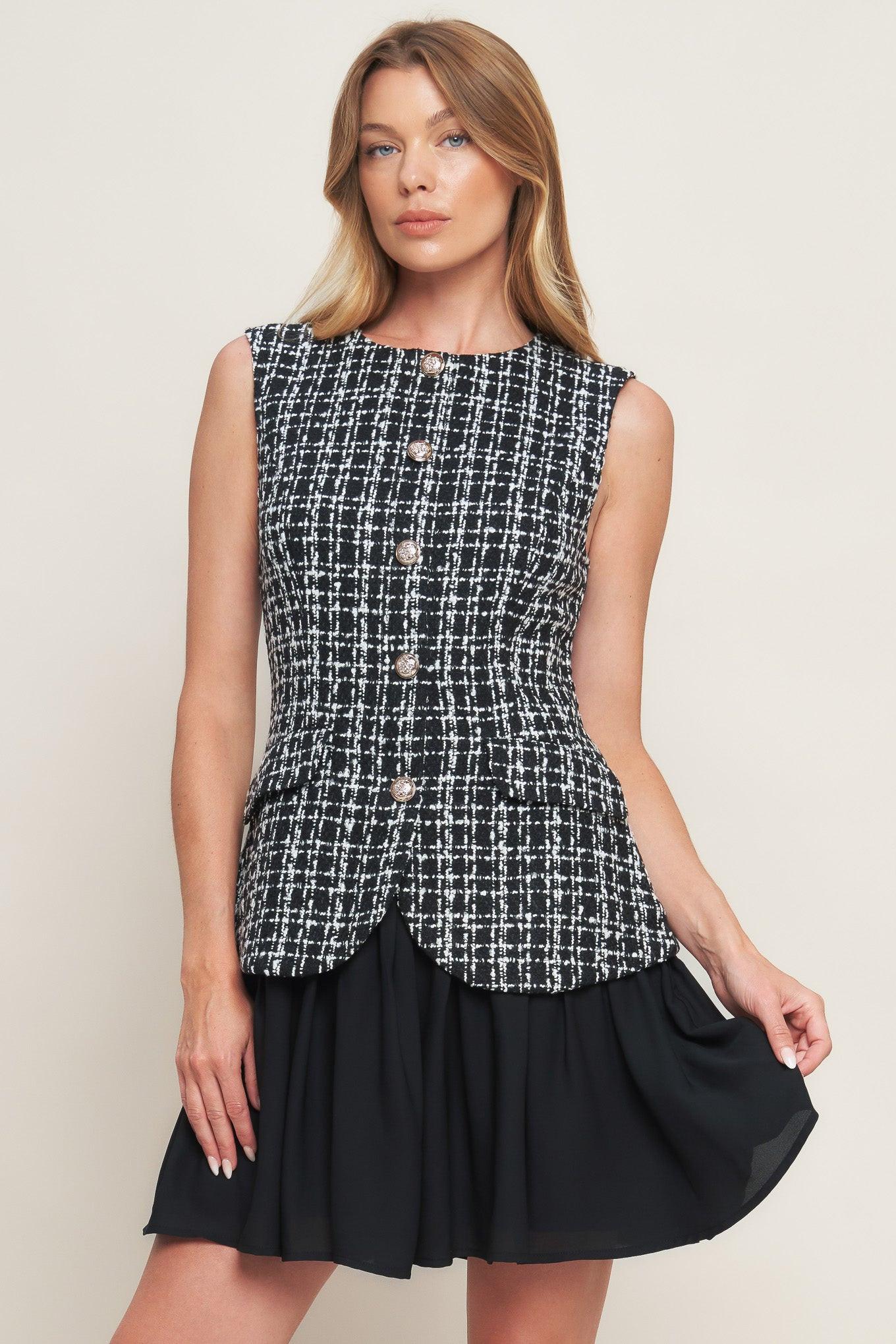 MODERN ICON TWEED WOVEN MINI DRESS - Glamourous Grace