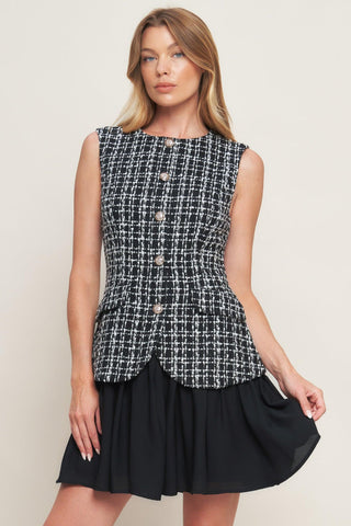 MODERN ICON TWEED WOVEN MINI DRESS - Glamourous Grace