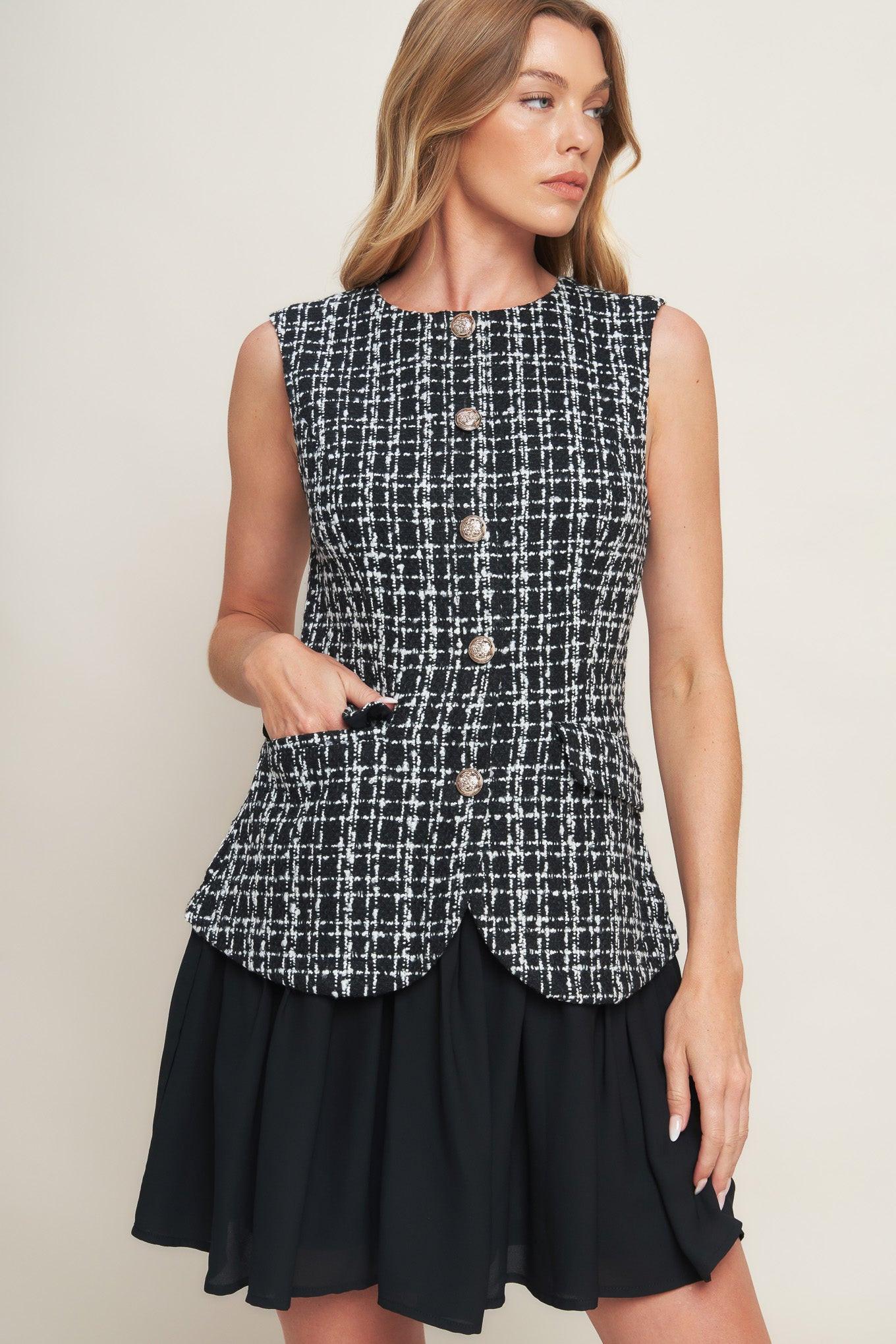 MODERN ICON TWEED WOVEN MINI DRESS - Glamourous Grace