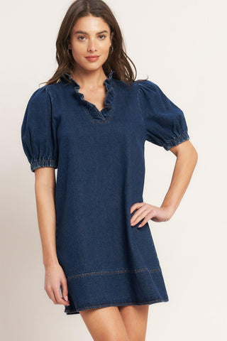 MODERN FOLK TOUCH DNIM MINI DRESS - Glamourous Grace
