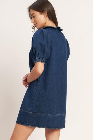 MODERN FOLK TOUCH DNIM MINI DRESS - Glamourous Grace