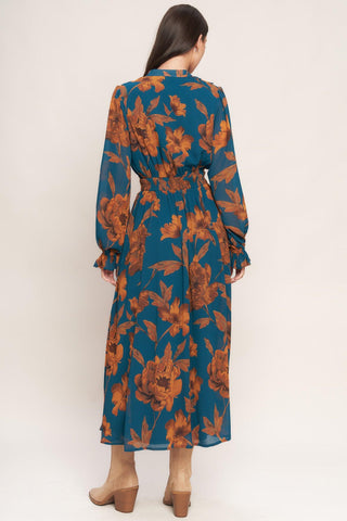 BURNISHED BOTANICA WOVEN MIDI DRESS - Glamourous Grace