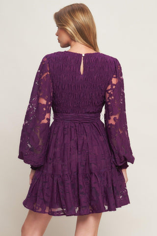 PASSION PLUM WOVEN LACE MINI DRESS - Glamourous Grace