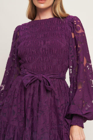 PASSION PLUM WOVEN LACE MINI DRESS - Glamourous Grace