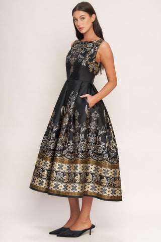BAROQUE SPELL WOVEN MIDI DRESS - Glamourous Grace