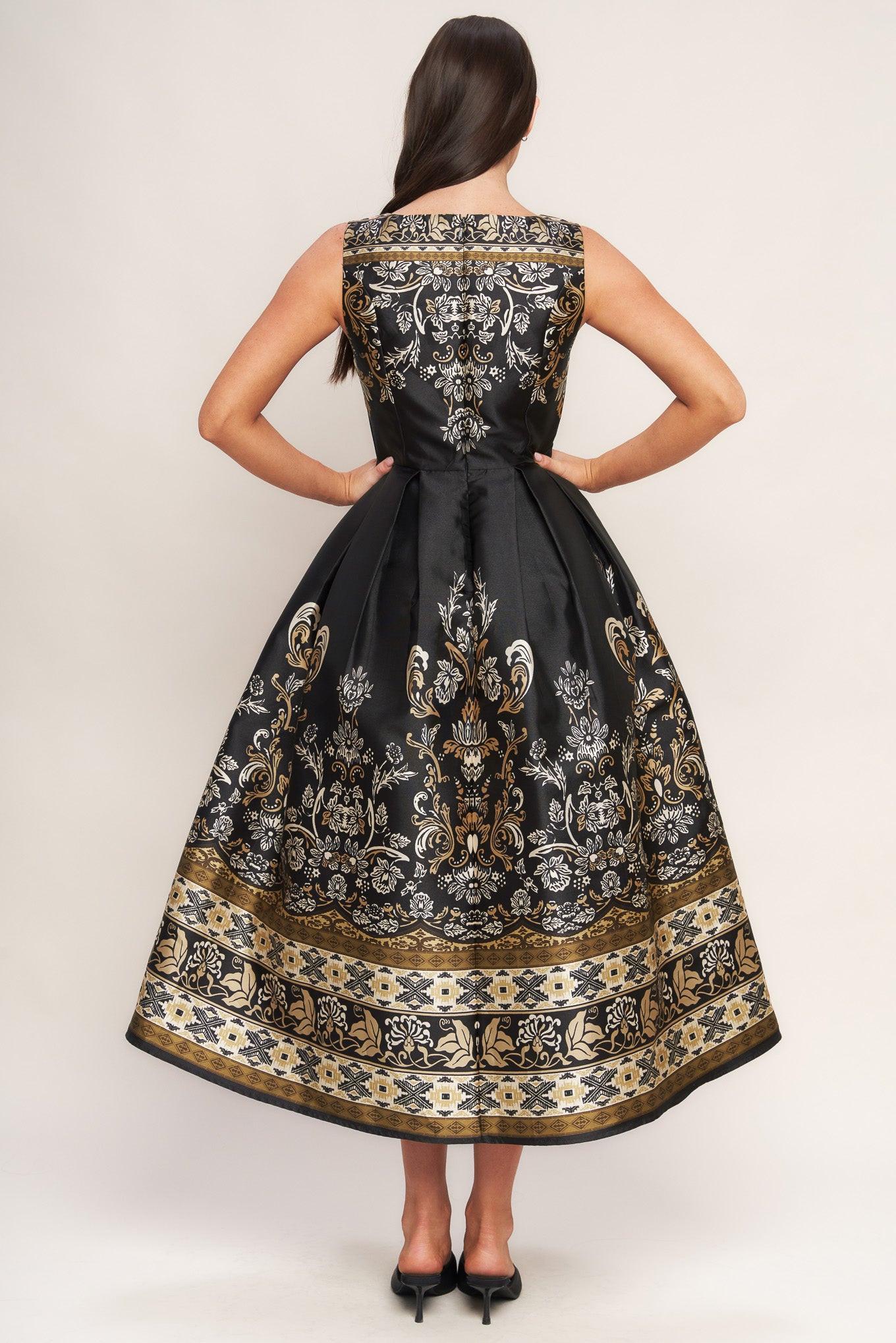 BAROQUE SPELL WOVEN MIDI DRESS - Glamourous Grace