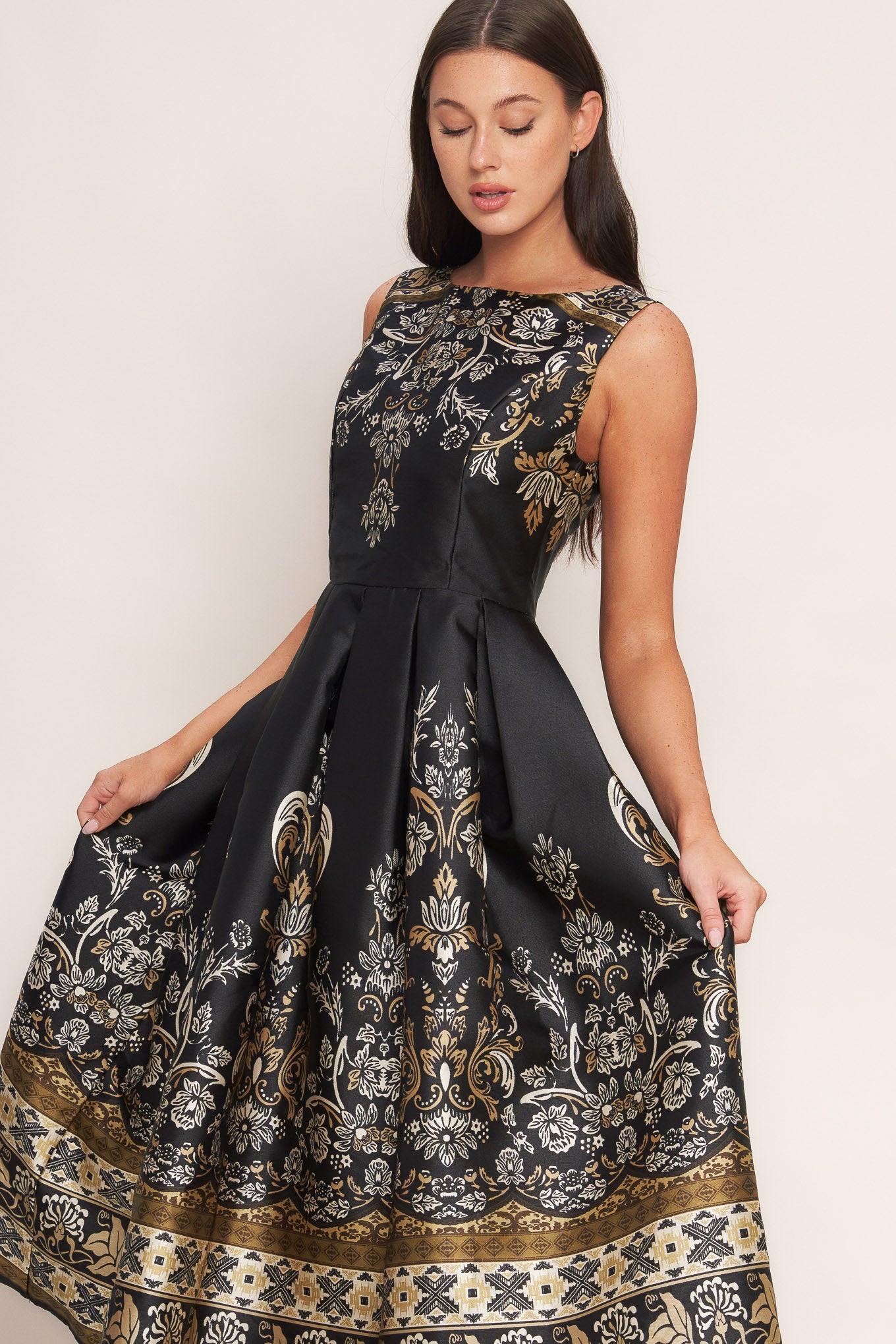 BAROQUE SPELL WOVEN MIDI DRESS - Glamourous Grace