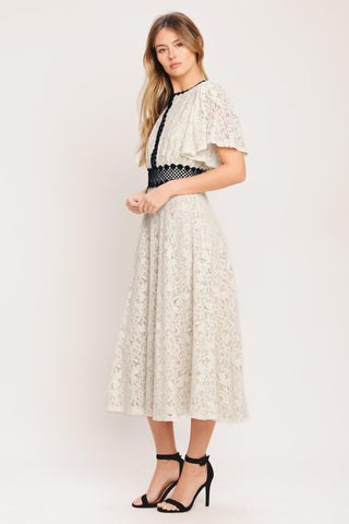 PETITE LUNE WOVEN LACE MIDI DRESS - Glamourous Grace