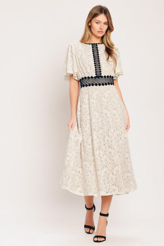 PETITE LUNE WOVEN LACE MIDI DRESS - Glamourous Grace