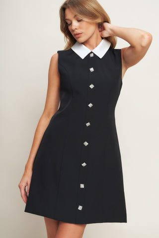 LOVELY MOMENT BLACK WOVEN MINI DRESS - Glamourous Grace
