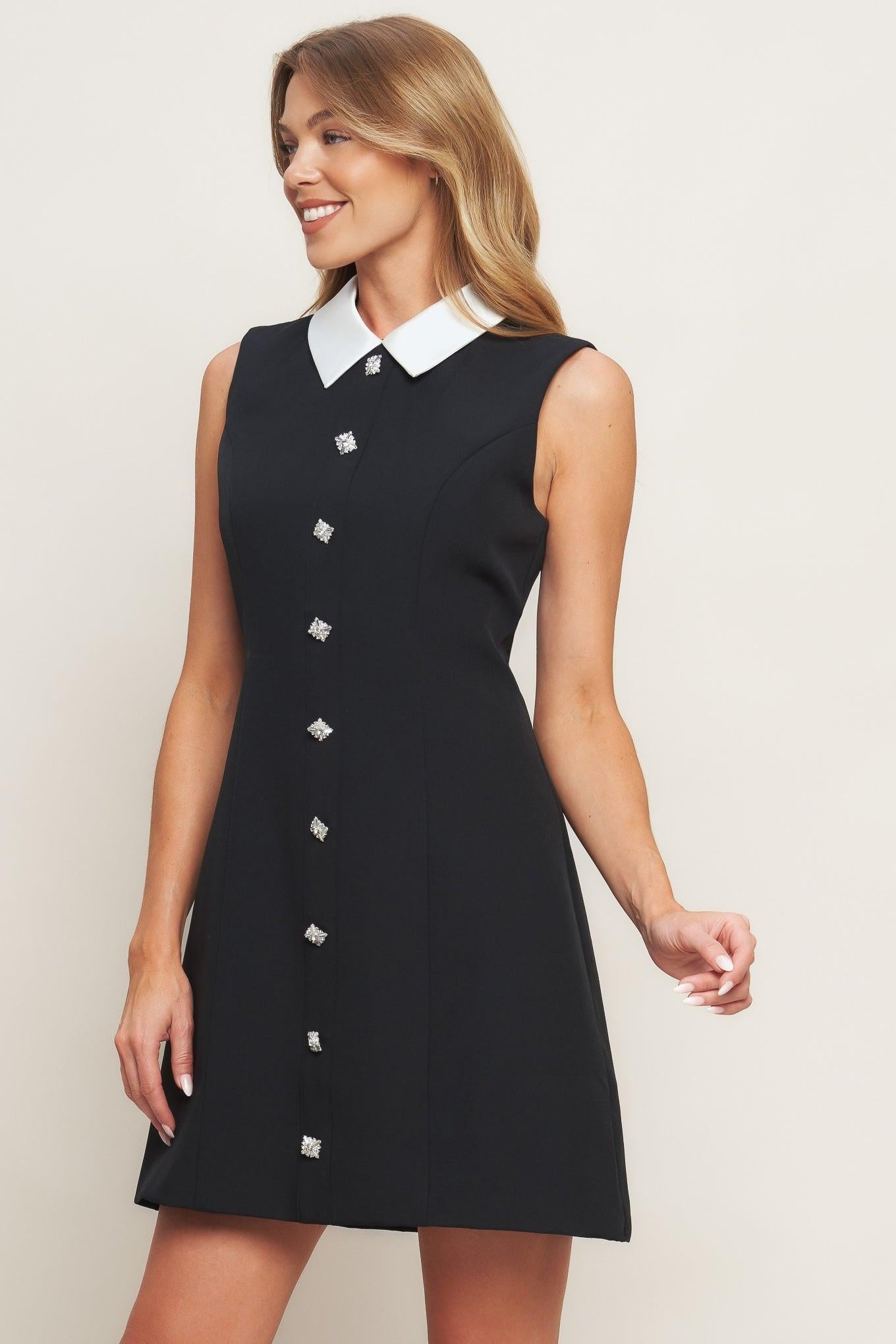 LOVELY MOMENT BLACK WOVEN MINI DRESS - Glamourous Grace