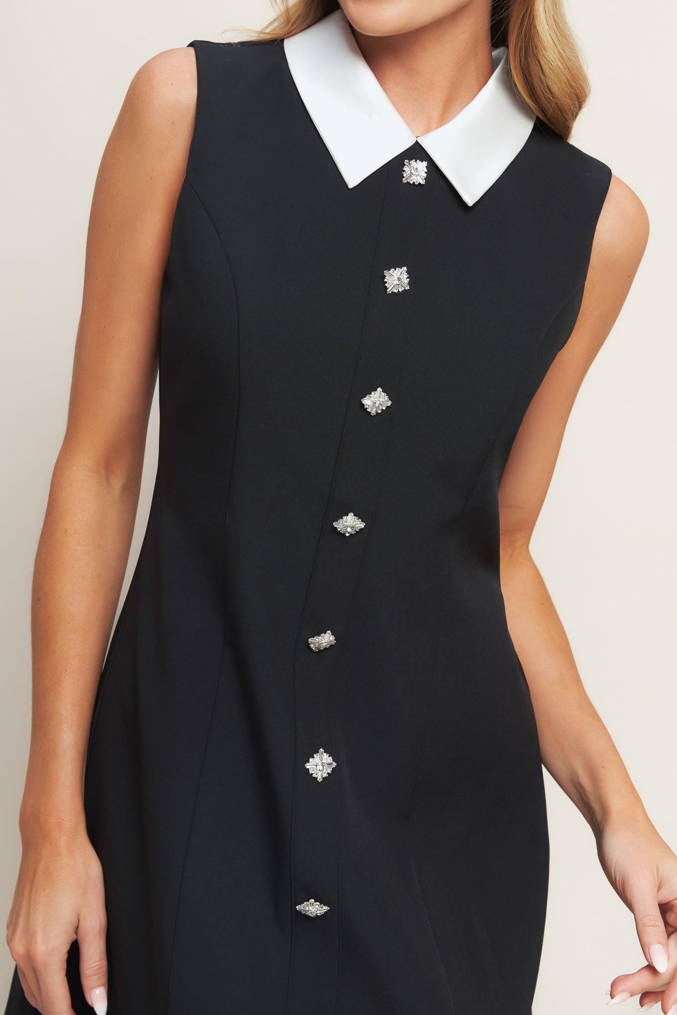 LOVELY MOMENT BLACK WOVEN MINI DRESS - Glamourous Grace