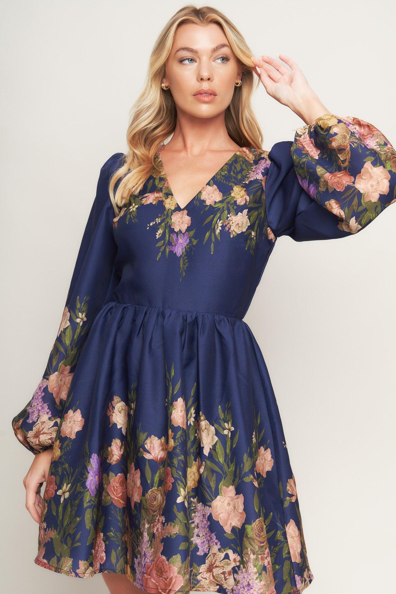 NOCTURNE IN BLOOM WOVEN MINI DRESS - Glamourous Grace