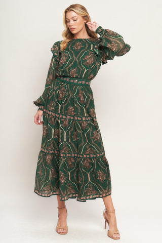 GARDEN LABYRINTH WOVEN MIDI DRESS - Glamourous Grace