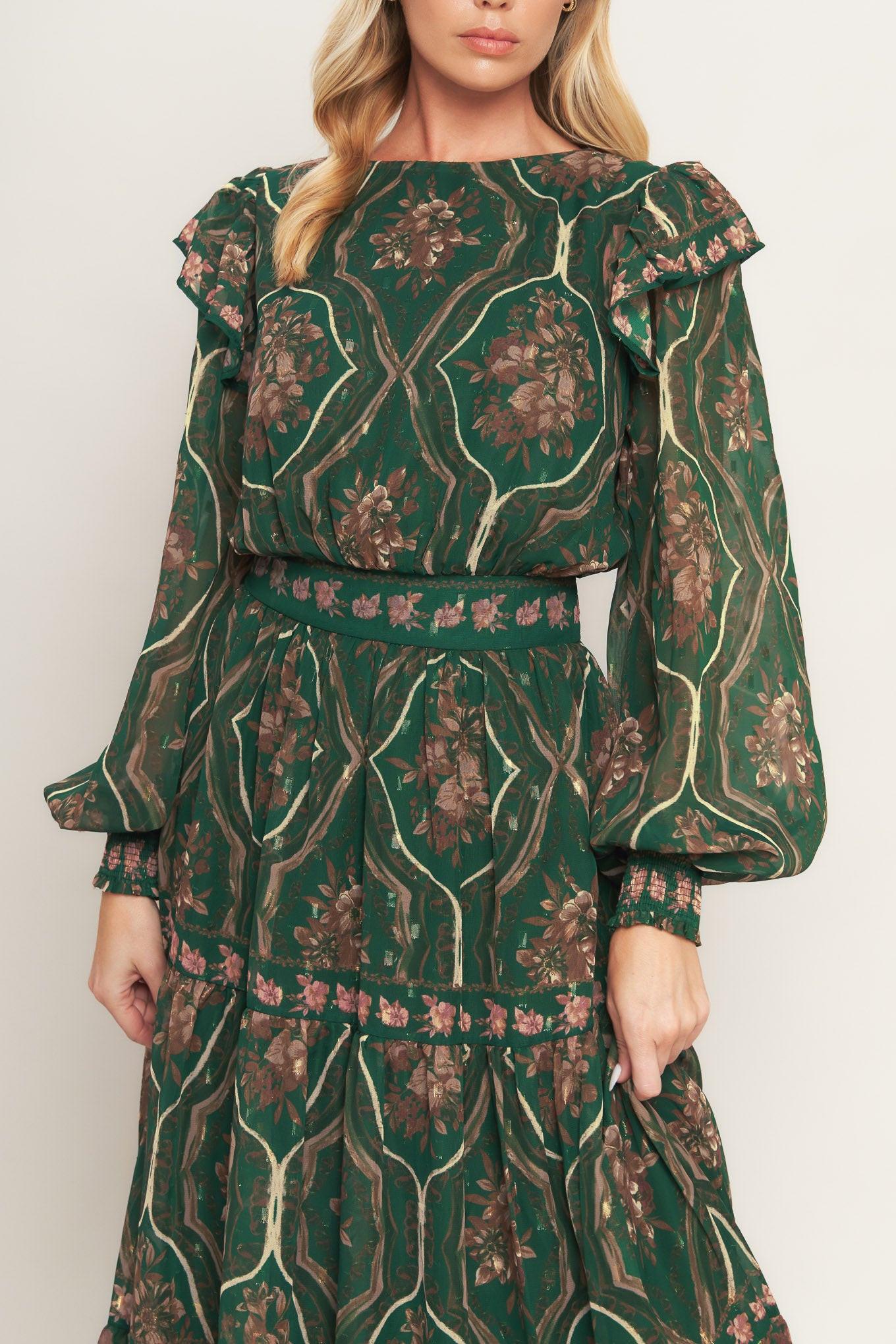 GARDEN LABYRINTH WOVEN MIDI DRESS - Glamourous Grace