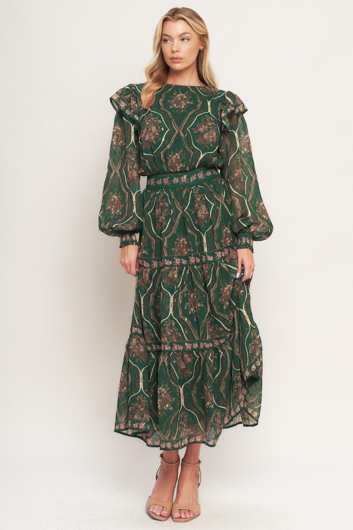 GARDEN LABYRINTH WOVEN MIDI DRESS - Glamourous Grace