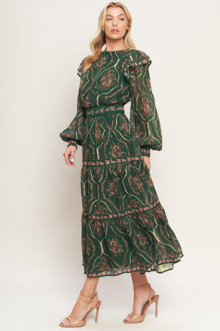 GARDEN LABYRINTH WOVEN MIDI DRESS - Glamourous Grace