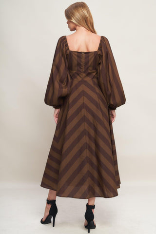BROWN GODDESS FLOW WOVEN MIDI DRESS - Glamourous Grace
