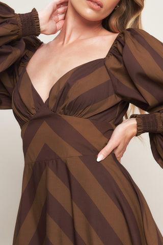 BROWN GODDESS FLOW WOVEN MIDI DRESS - Glamourous Grace