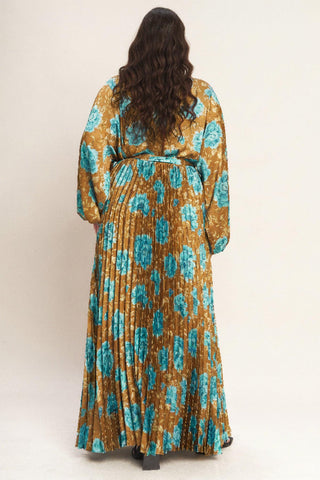 GOLDEN BLOOM LUXE WOVEN SATIN MAXI DRESS - Glamourous Grace