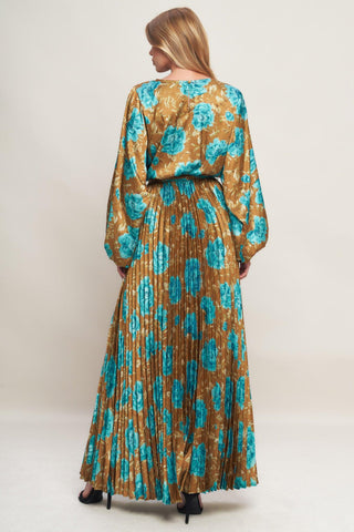 GOLDEN BLOOM LUXE WOVEN SATIN MAXI DRESS - Glamourous Grace