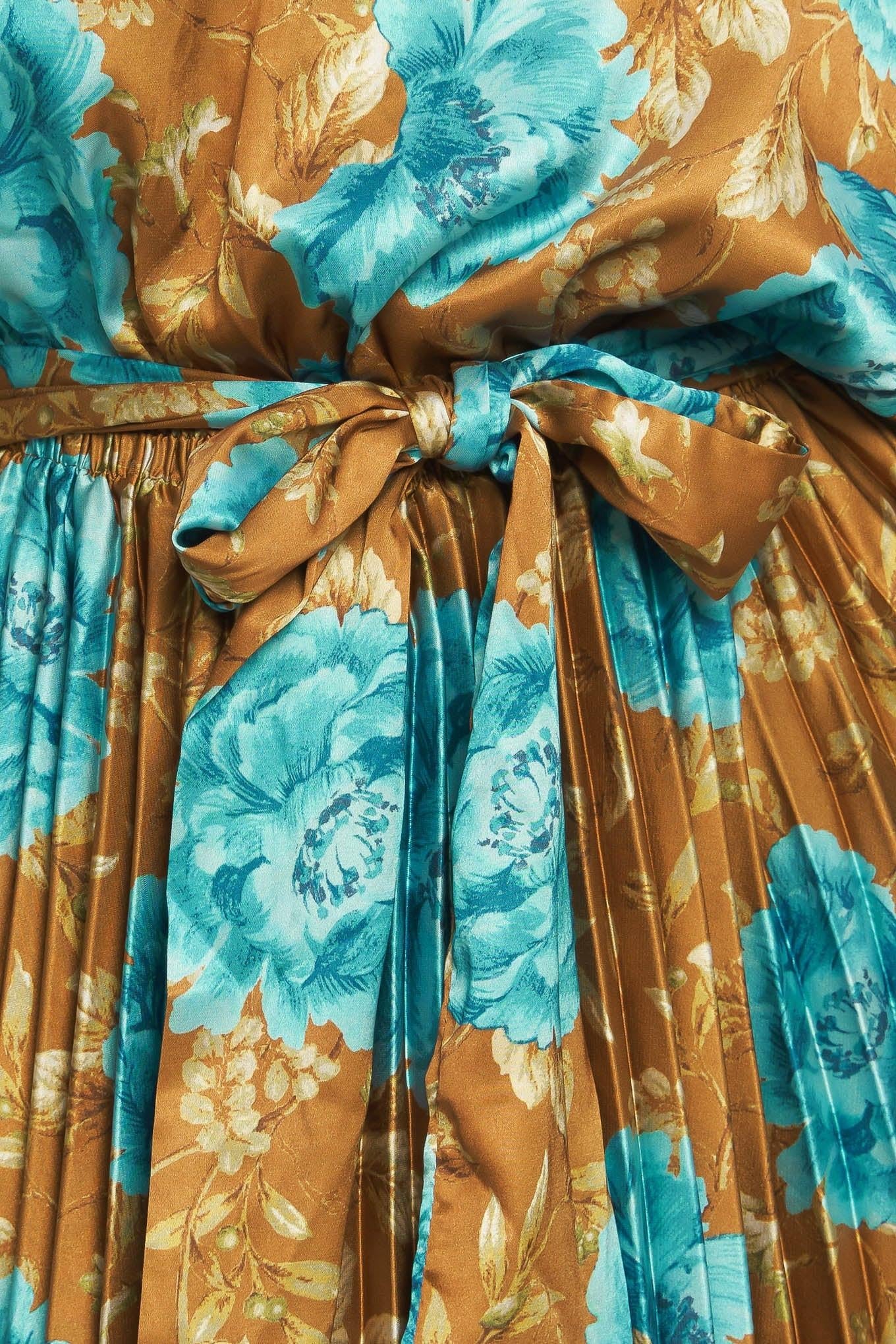 GOLDEN BLOOM LUXE WOVEN SATIN MAXI DRESS - Glamourous Grace