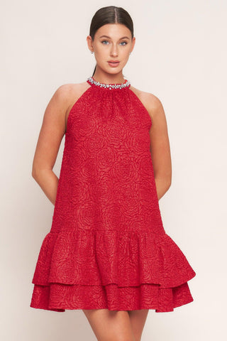 SPARKLE & SWIRL WOVEN MINI DRESS - Glamourous Grace