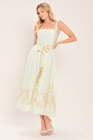 MOONLIT GARDEN WOVEN MIDI DRESS