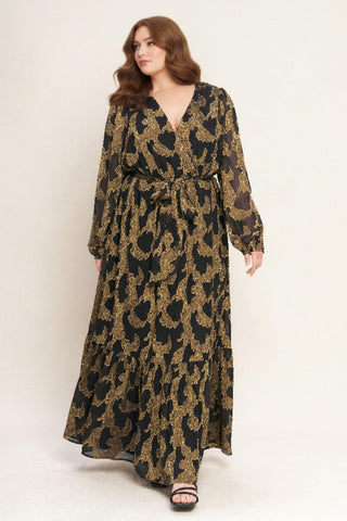 MIDNIGHT MOSS WOVEN JACQUARD MAXI DRESS - Glamourous Grace
